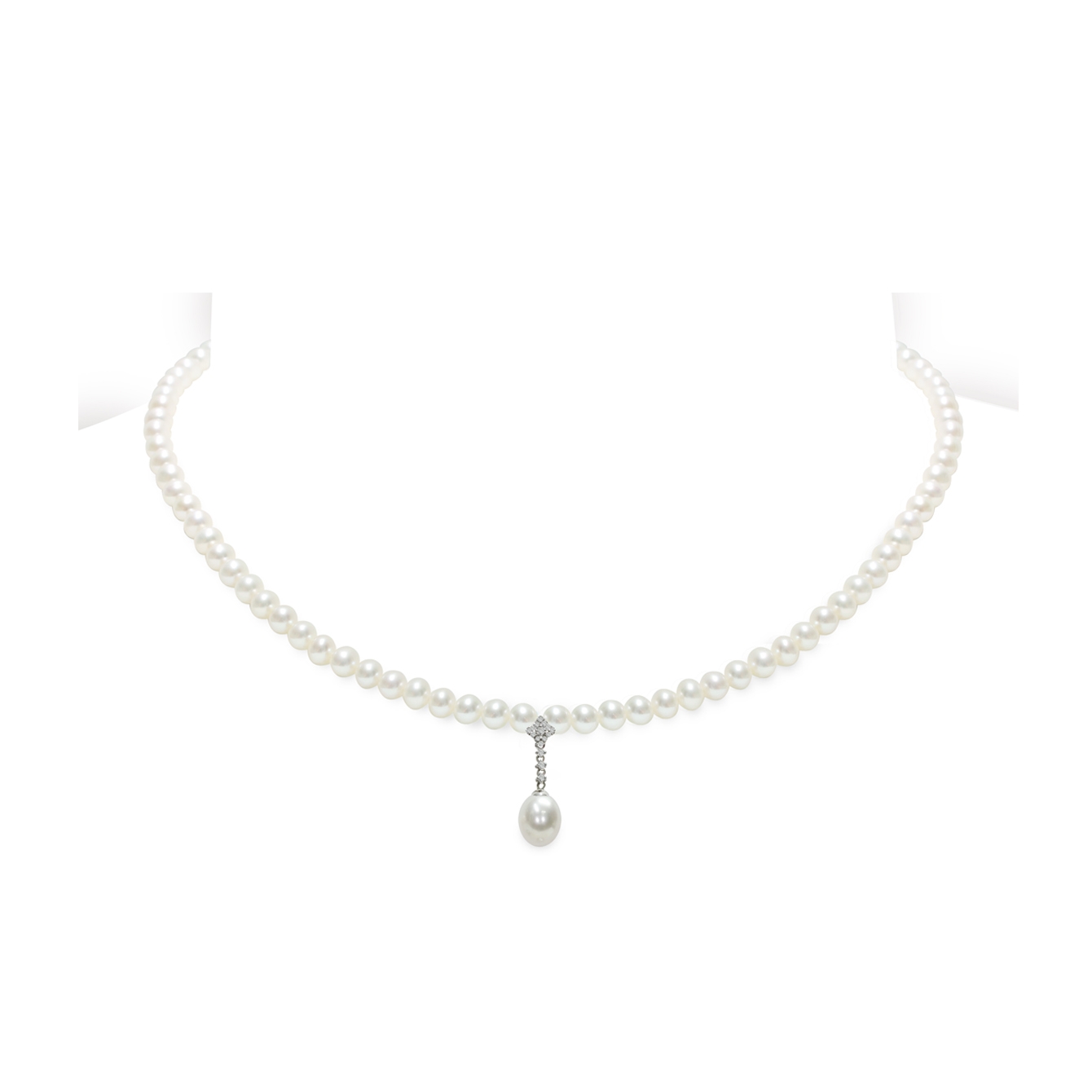 Collana di Perle Piena Perlagione 4½x5 drop 8/9mm Argento 925°/°°+Rh C.Z.