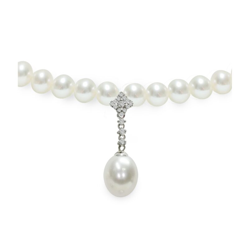 Collana di Perle Piena Perlagione 4½x5 drop 8/9mm Argento 925°/°°+Rh C.Z.