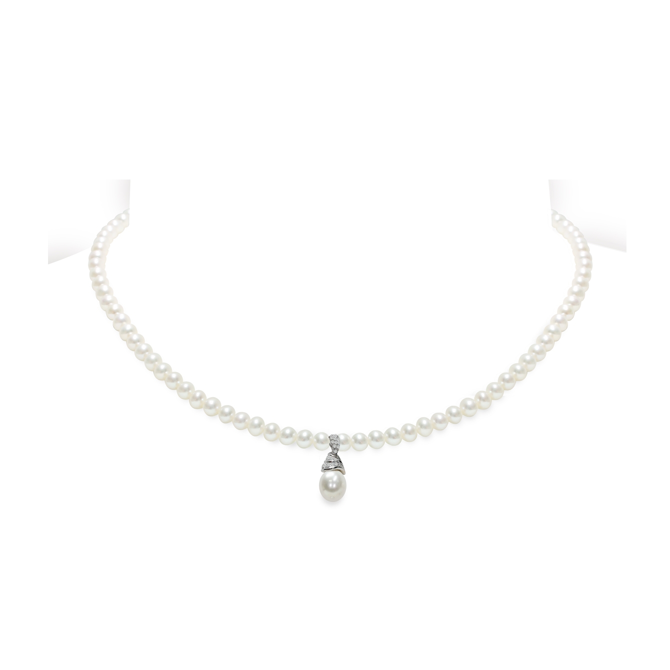 Collana di Perle Piena Perlagione 4½x5 drop 8/9mm Argento 925°/°°+Rh C.Z.