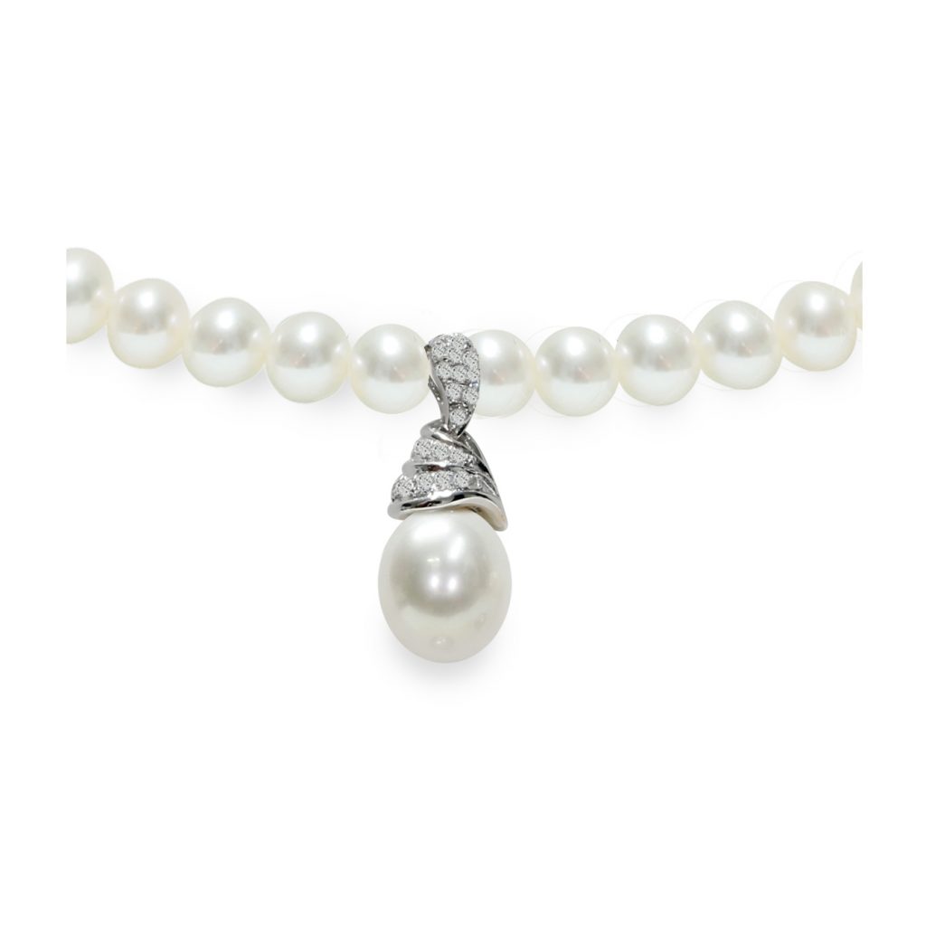 Collana di Perle Piena Perlagione 4½x5 drop 8/9mm Argento 925°/°°+Rh C.Z.