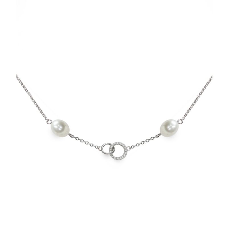 Collana Argento 925°/°° +Rh C.Z. Perle Piena Perlagione drop 6½x7mm