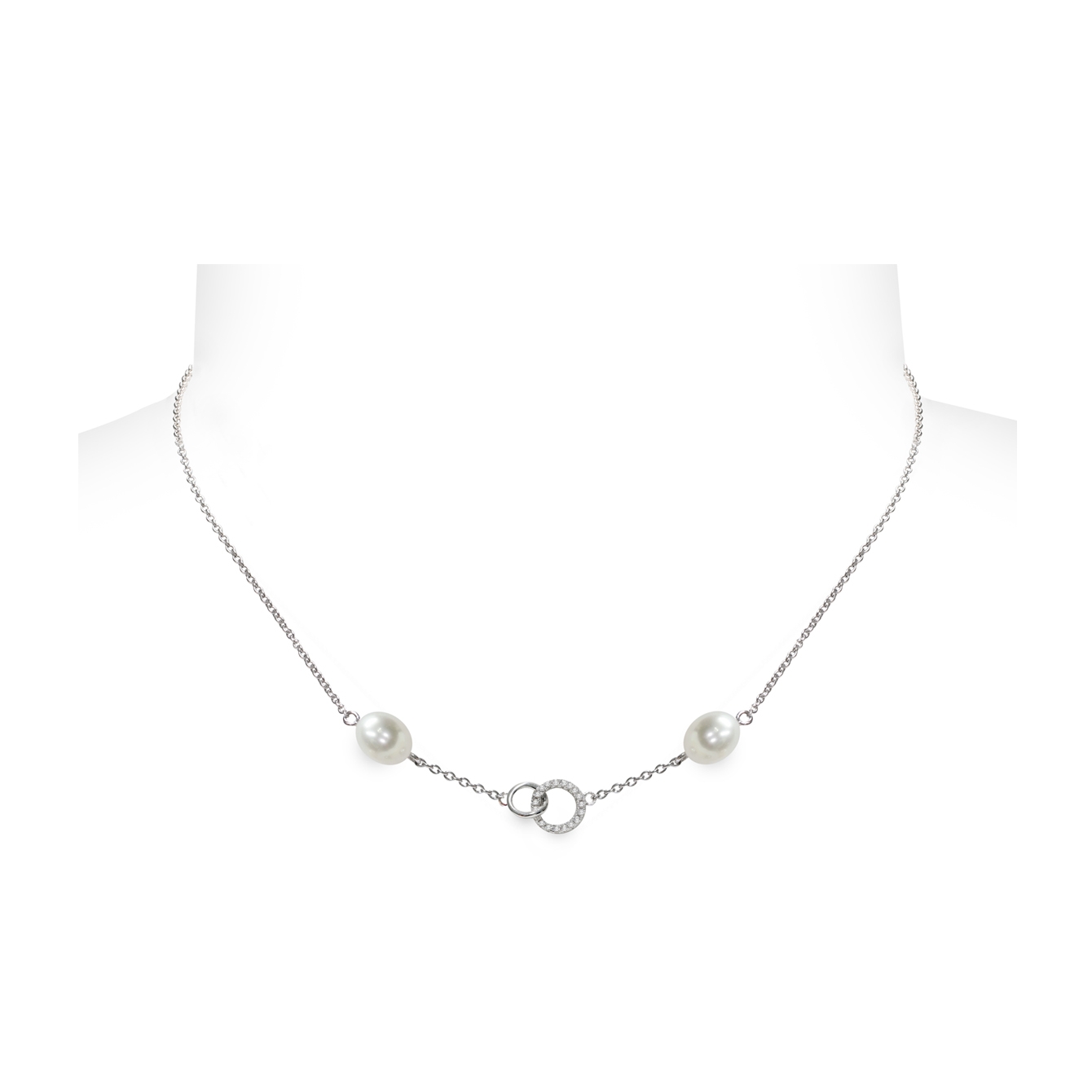 Collana Argento 925°/°° +Rh C.Z. Perle Piena Perlagione drop 6½x7mm