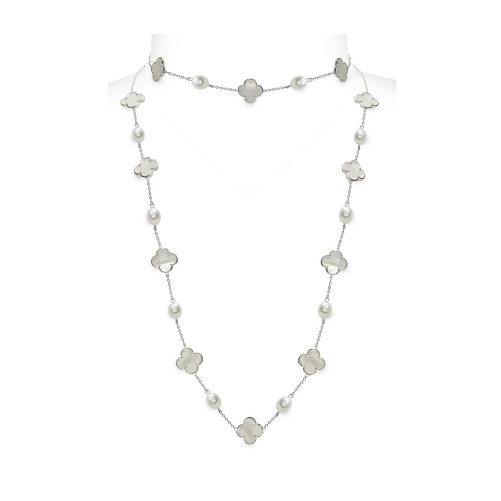 Collana Argento 925°/°° +Rh Perle Piena Perlagione drop 6½x7mm cm 120