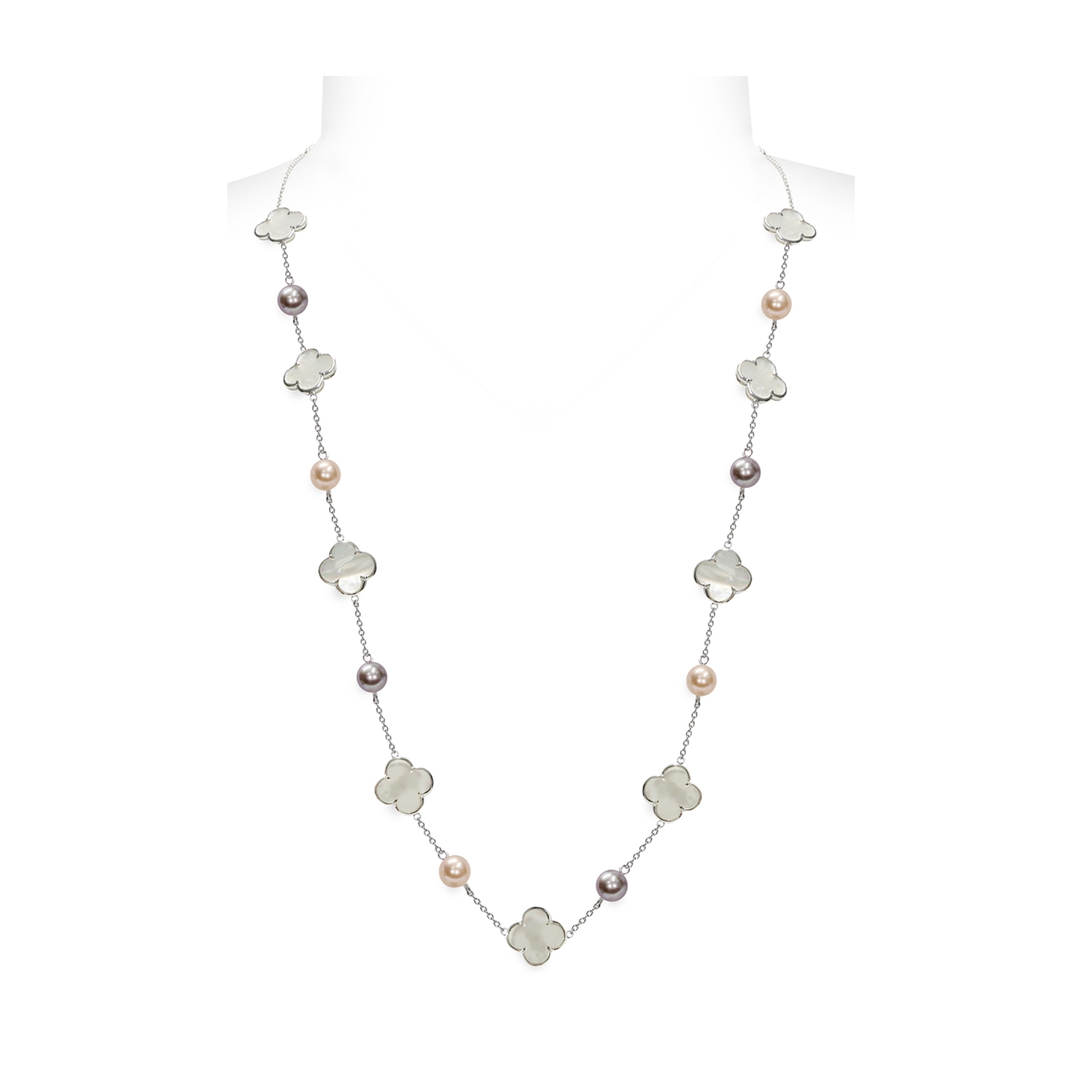 Collana Argento 925°/°° +Rh Perle Piena Perlagione 6½x7mm cm 80
