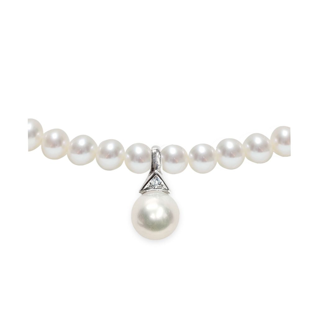 Collana Perle Piena Perlagione 5x5½-7½x8mm Oro bianco 750°/°° Diamanti ct 0,005