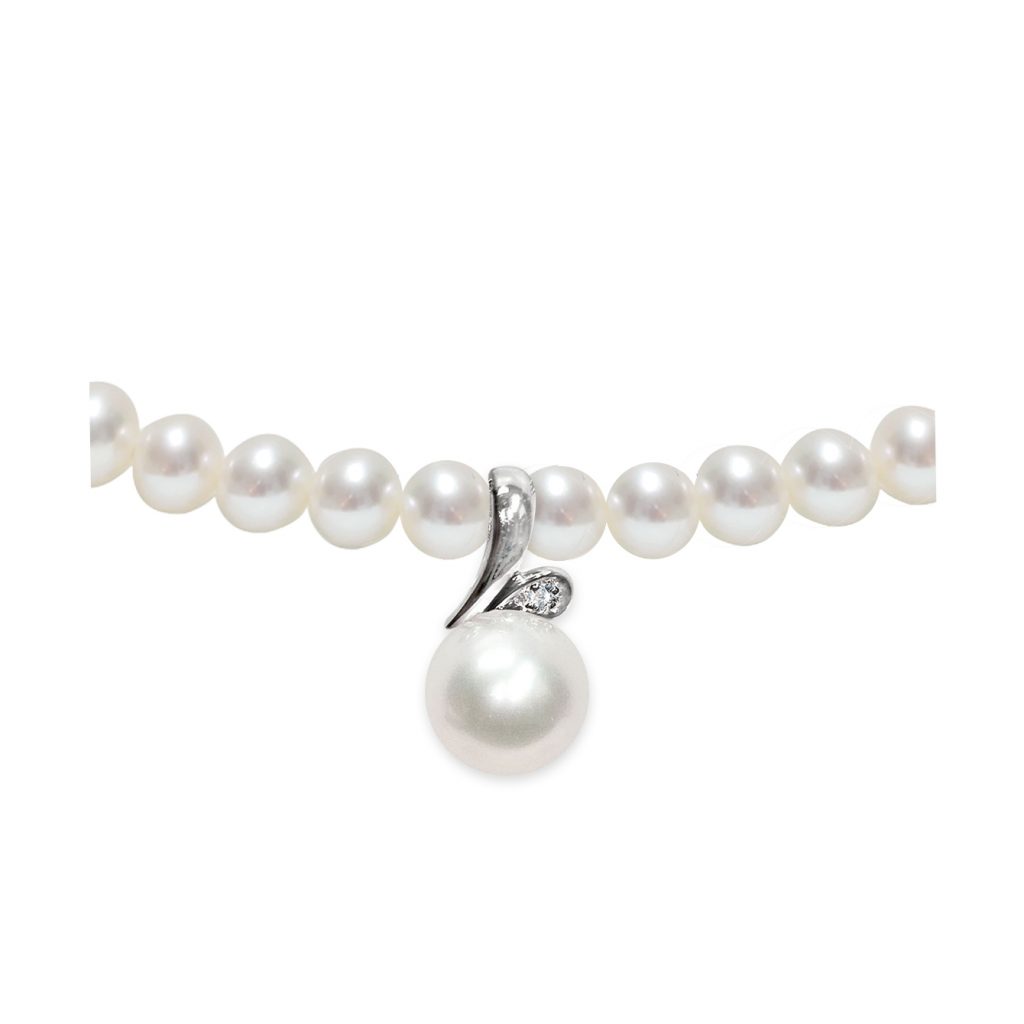 Collana Perle Piena Perlagione 5x5½-7½x8mm Oro bianco 750°/°° Diamanti ct 0,005