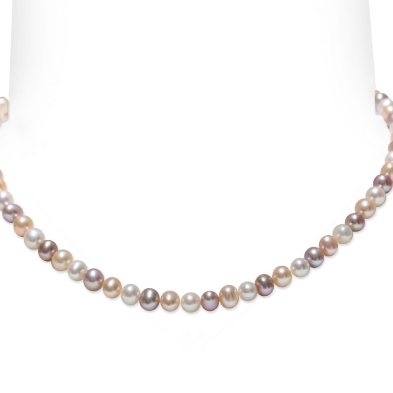 Collana Perle Piena Perlagione semisferiche multicolor 5½-6½mm Arg.925°/°°+Rh