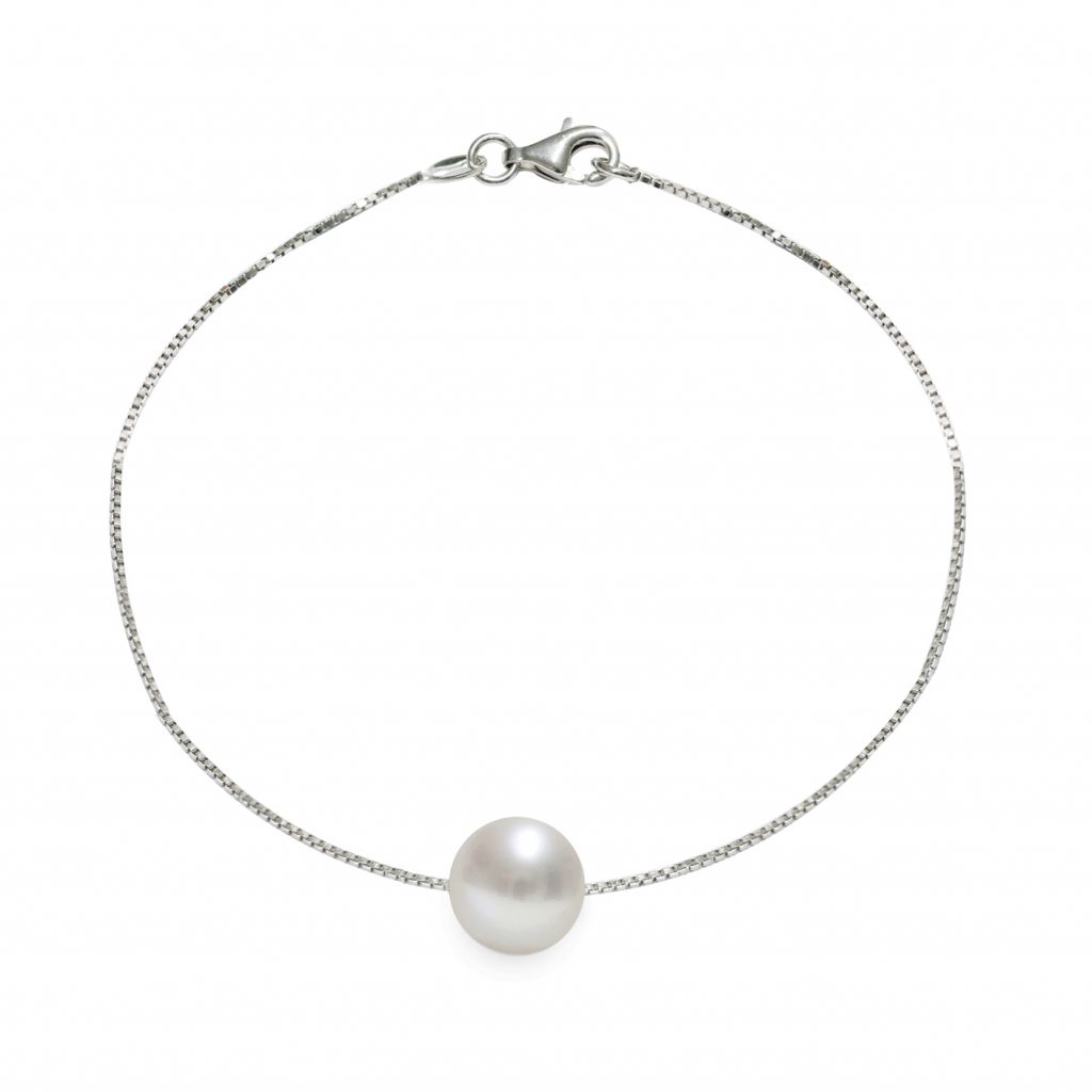 Bracciale Arg.925°/°°+Rh Perla Piena Perlagione 8x8½mm