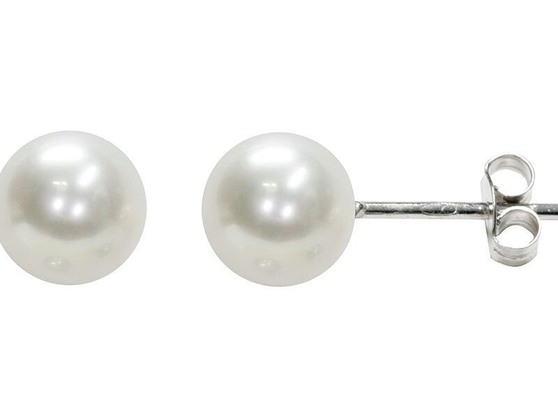 Pair of 375°/°° Gold Full Pearl Earrings 6½x7mm