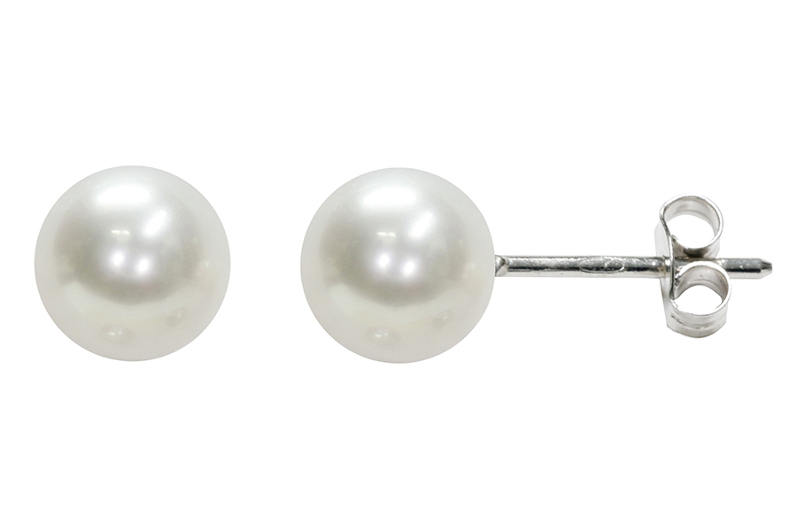 Pair of 375°/°° Gold Full Pearl Earrings 6½x7mm