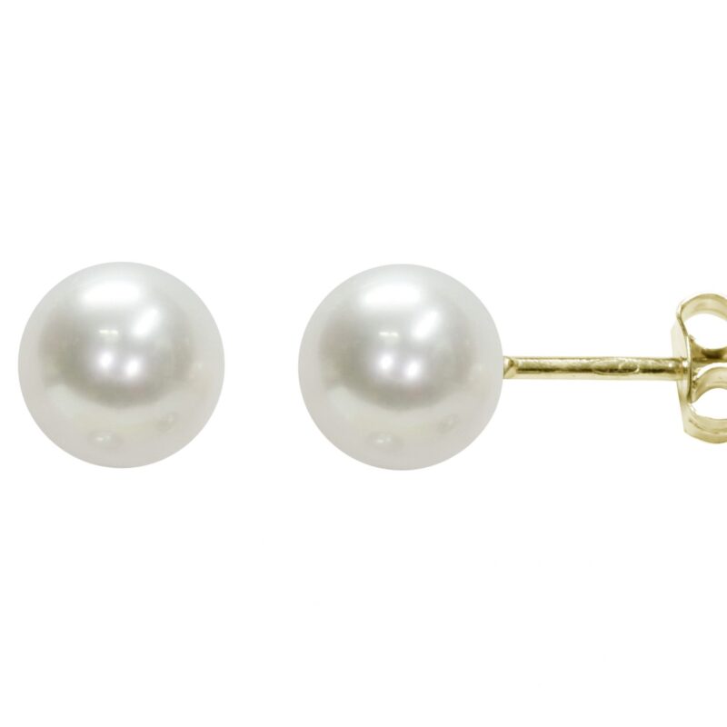 375‰ Yellow Gold Earrings Full Pearl Pearl 7x7½ mm