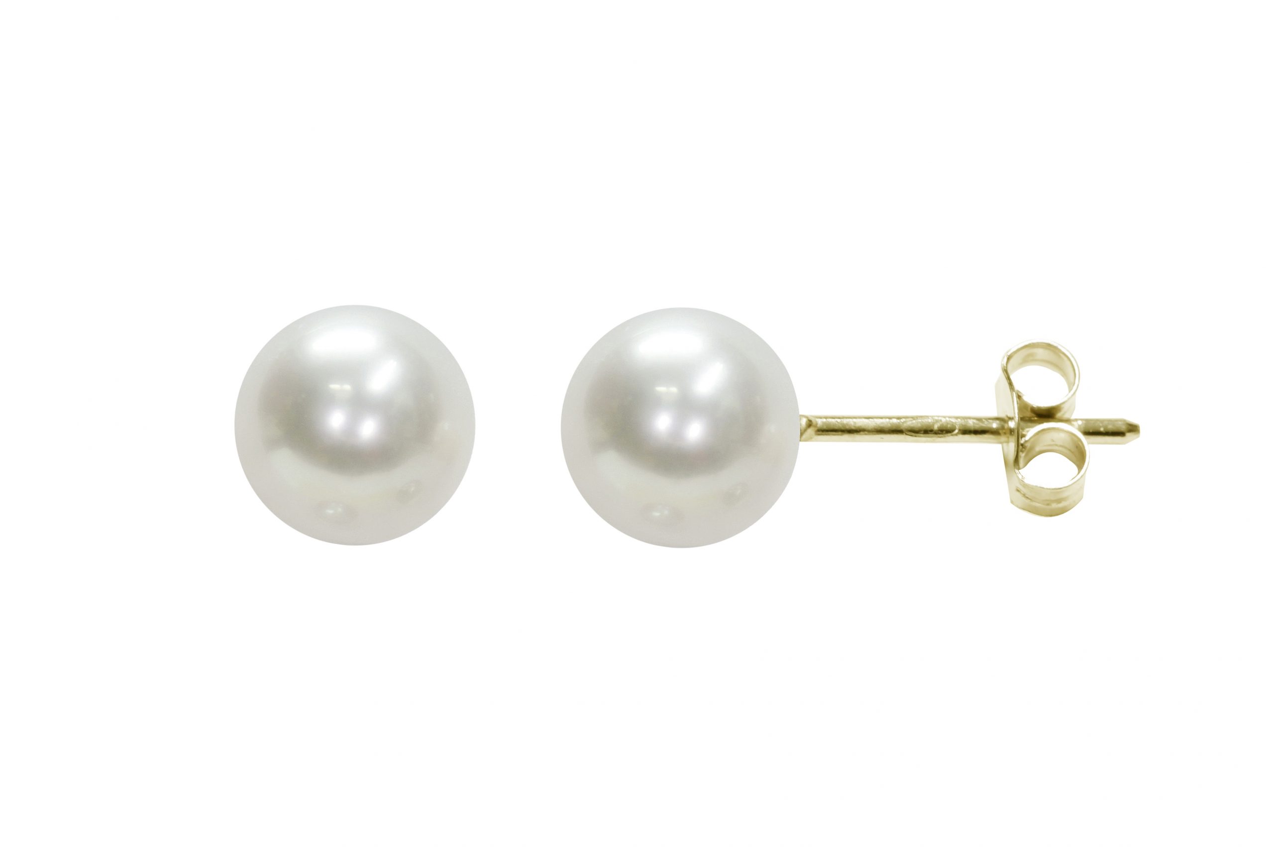 375‰ Yellow Gold Earrings Full Pearl Pearl 7x7½ mm
