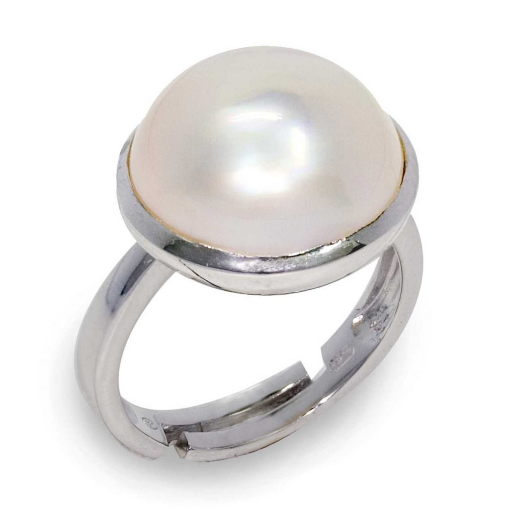 Anello in Argento 925‰ Perla Mabe 14x14½mm misura regolabile da ø 14 a 17
