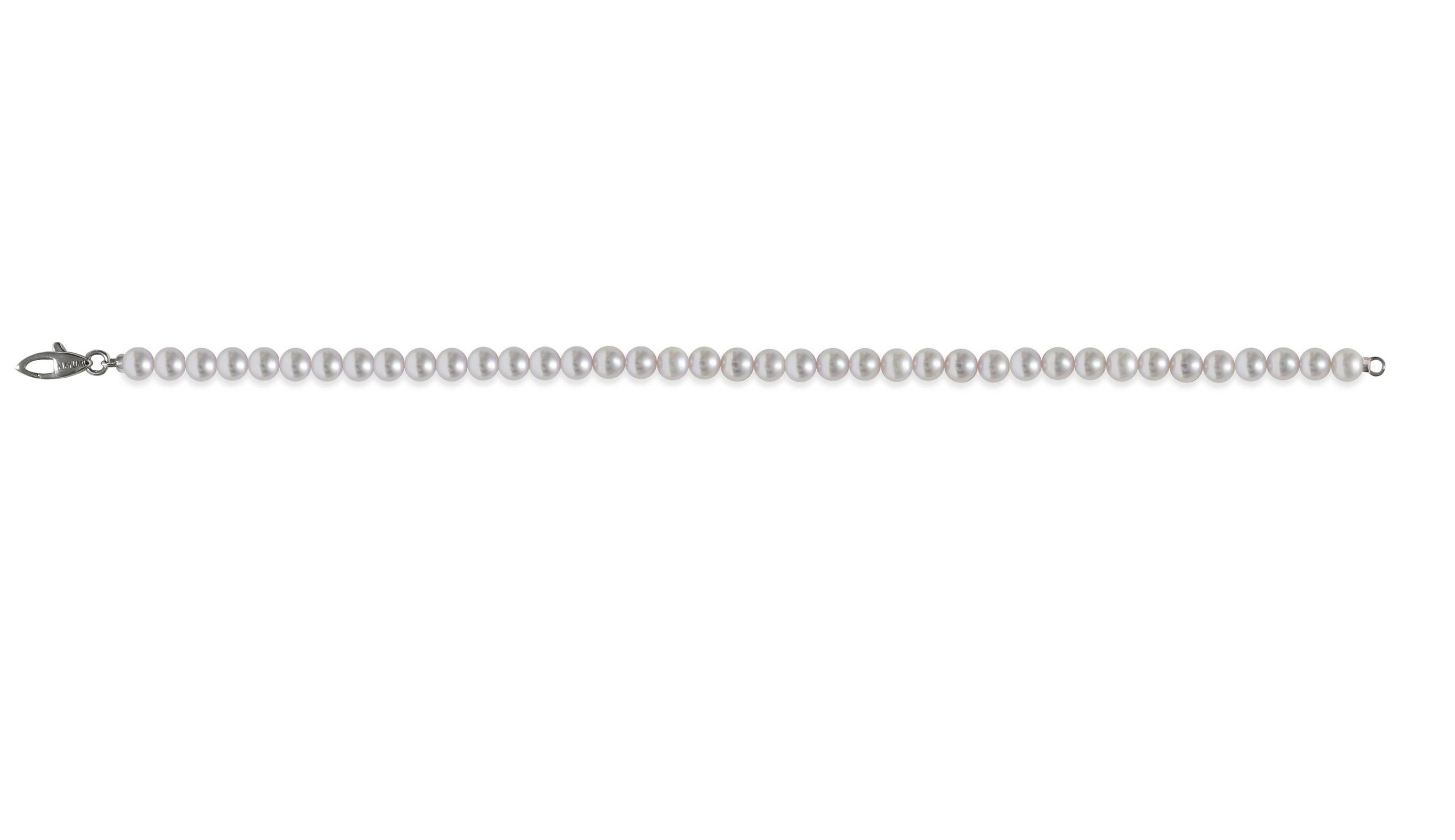 Bracciale di Perle Piena Perlagione 4½x5mm e Oro bianco 750‰ lunghezza cm 19,5~
