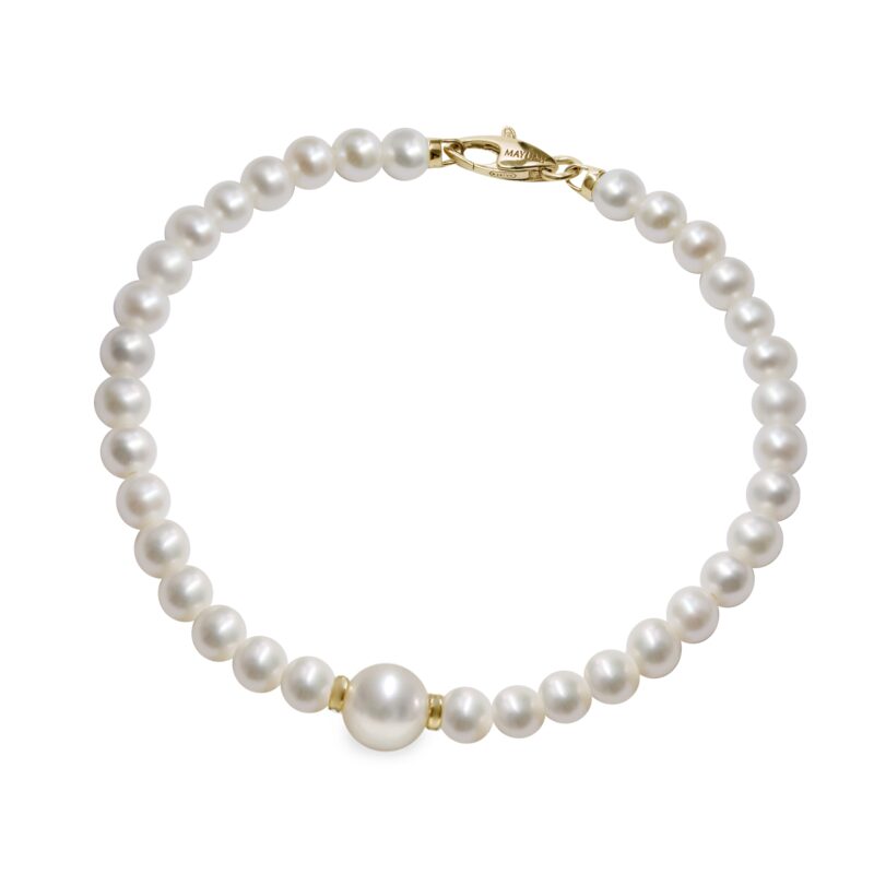 Bracciale di Perle Piena Perlagione 4½x5-7½x8mm e Oro giallo 750‰ lunghezza cm 19,5~