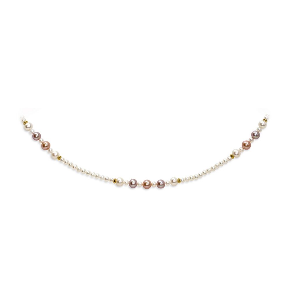 Collana di Perle Piena Perlagione 4½x5-6½x7mm e Oro giallo 750‰ lunghezza cm 42~
