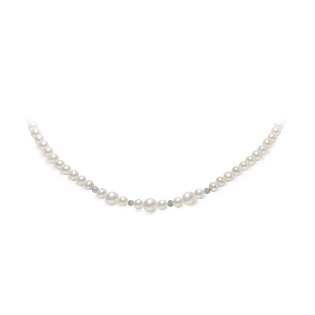 Collana di Perle Piena Perlagione 4½x5-6½x7mm e Oro bianco 750‰ lunghezza cm 42~