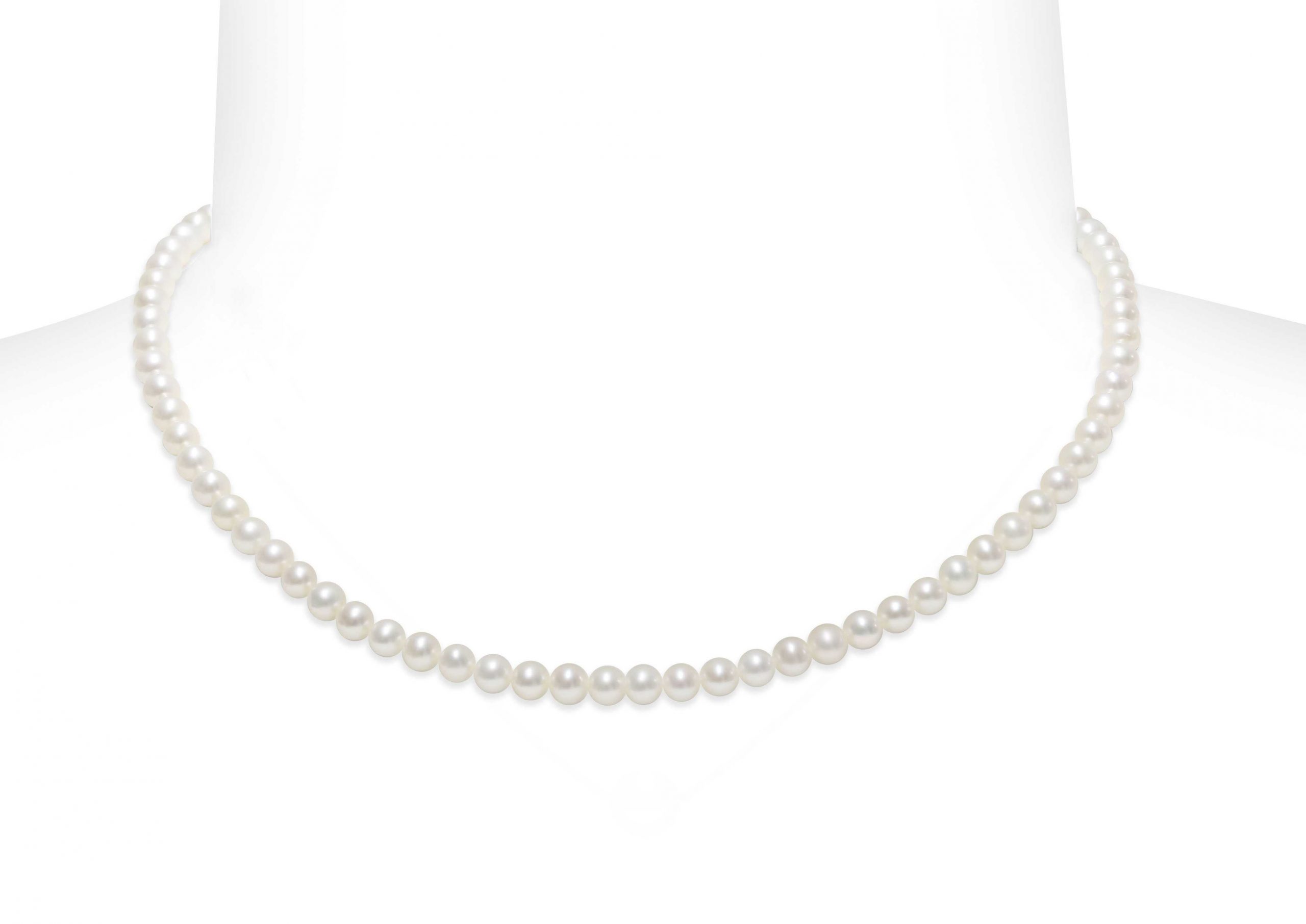 Collana di Perle Piena Perlagione 4½X5mm e Oro bianco 750‰ lunghezza cm 42~
