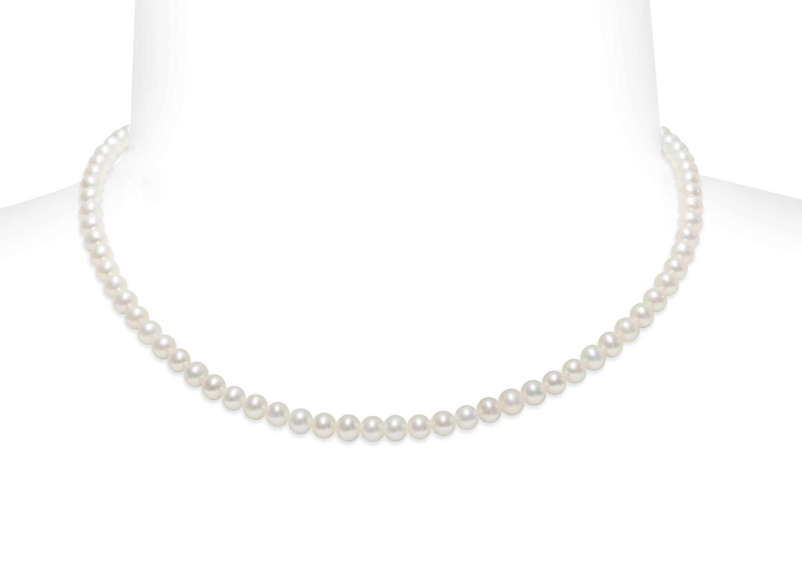 Collana di Perle Piena Perlagione 5x5½mm e Oro bianco 750‰ lunghezza cm 42~