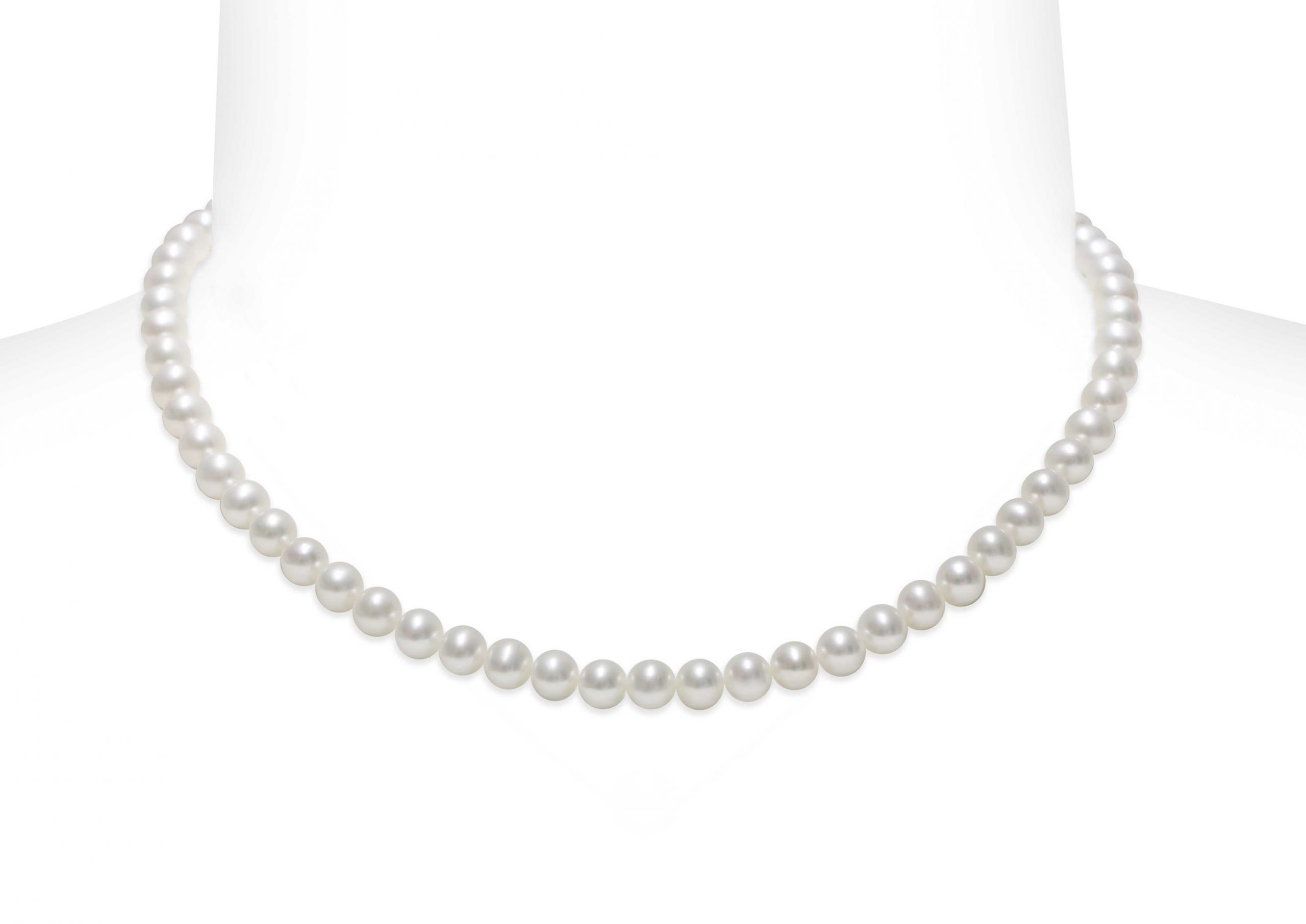 Collana di Perle Piena Perlagione 6X6½mm e Argento 925‰ lunghezza cm 42~