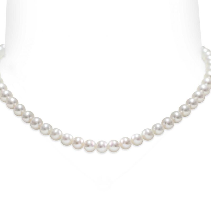 Collana di Perle Piena Perlagione 7x7½mm e Argento 925‰ lunghezza cm 42~