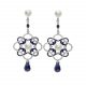 Orecchini in Argento 925‰ C.Z. zaffiri blu di sintesi Perle Piena Perlagione 7/8-8/9mm