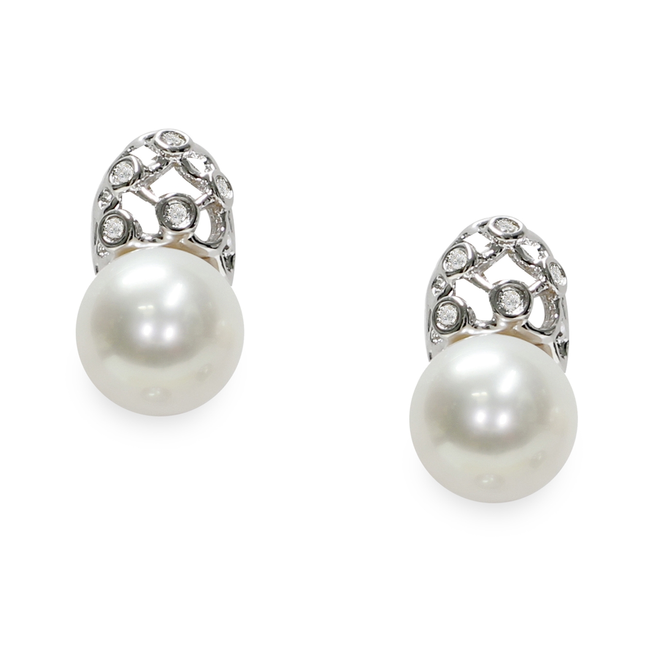 Orecchini in Argento 925‰ C.Z. Perle Piena Perlagione 7x7½mm