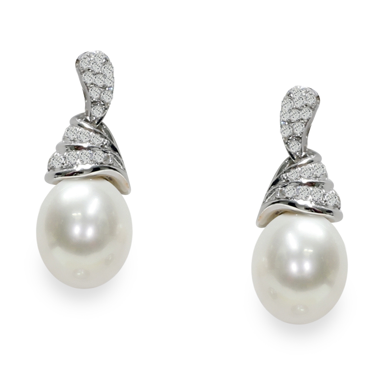 Orecchini in Argento 925‰ C.Z. Perle Piena Perlagione drop 8-9mm