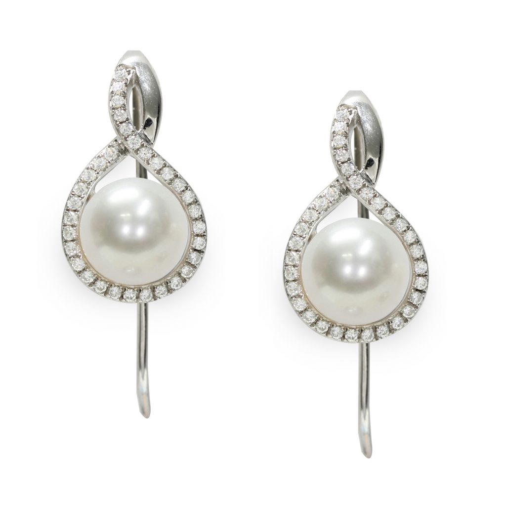 Orecchini in Argento 925‰ C.Z. Perle Piena Perlagione button 8-9mm