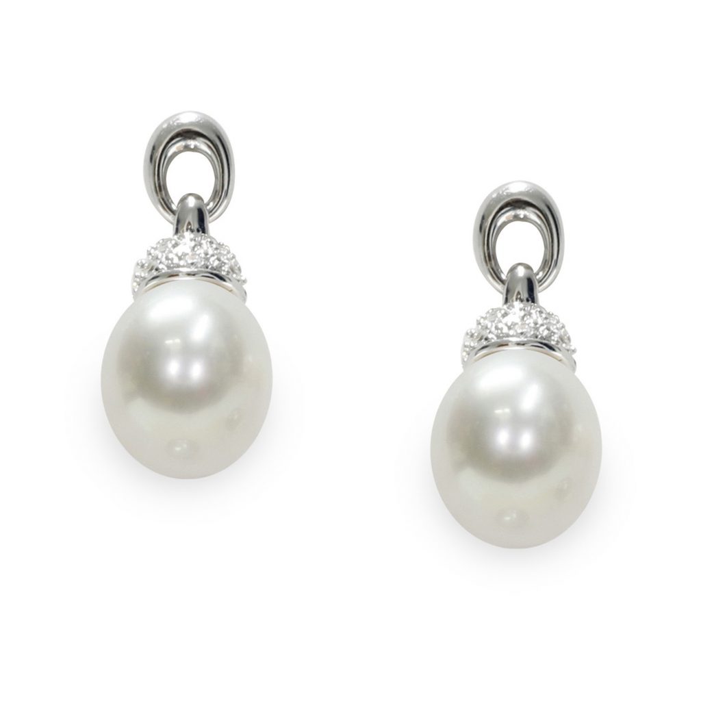Orecchini in Argento 925‰ C.Z. Perle Piena Perlagione drop 8x8½mm