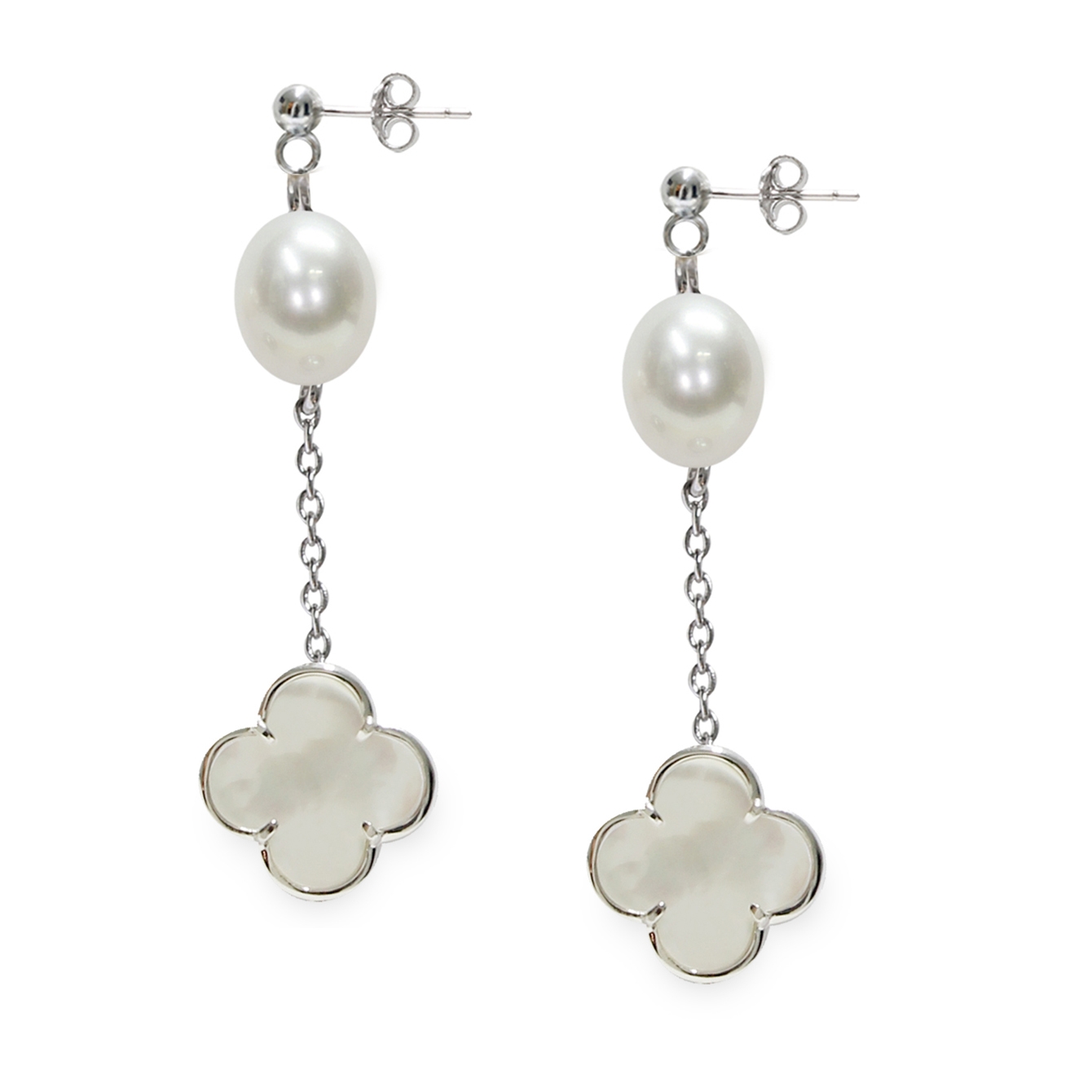 Orecchini in Argento 925‰ Perle Piena Perlagione drop 6½x7mm