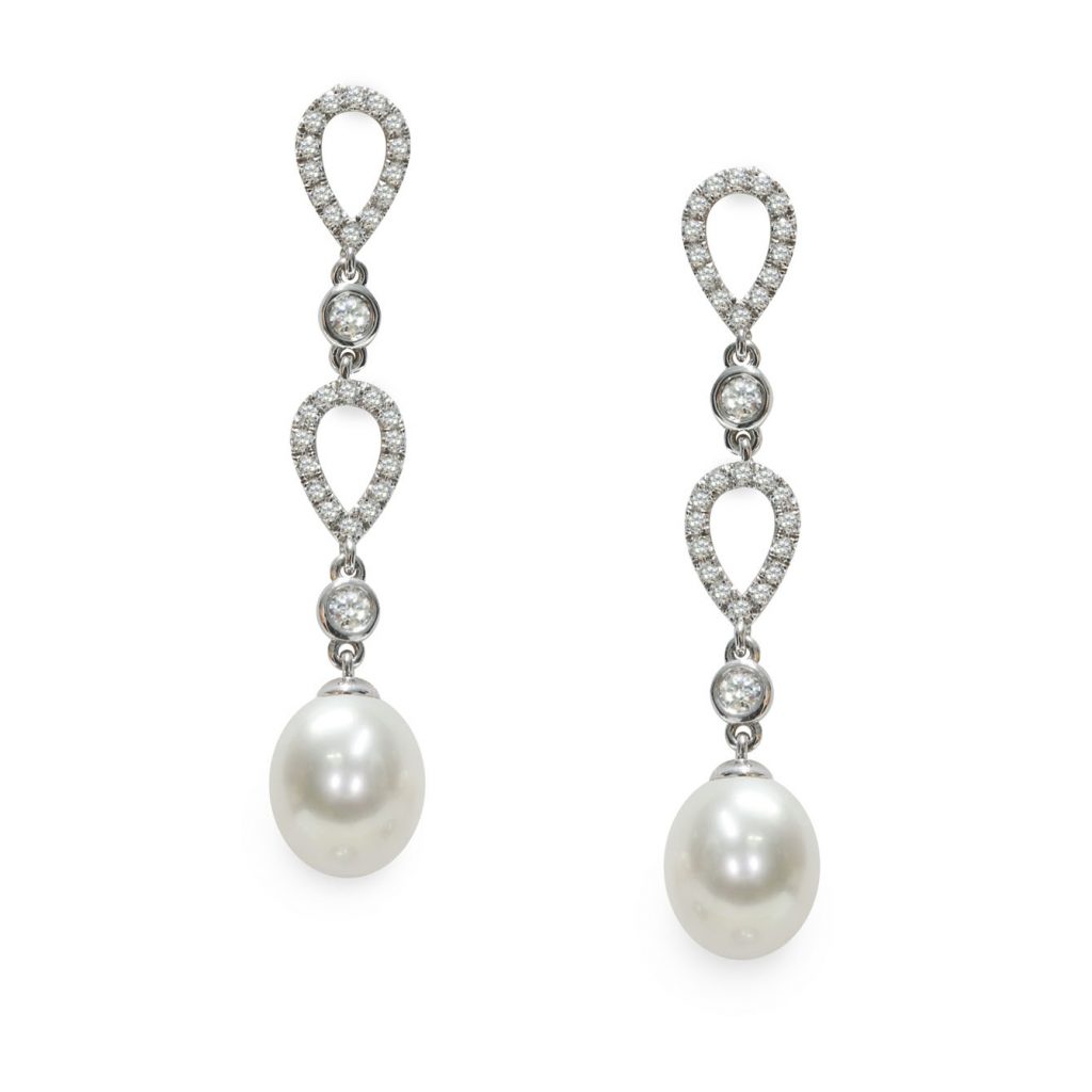 Orecchini in Argento 925‰ C.Z. Perle Piena Perlagione drop 9x9½mm