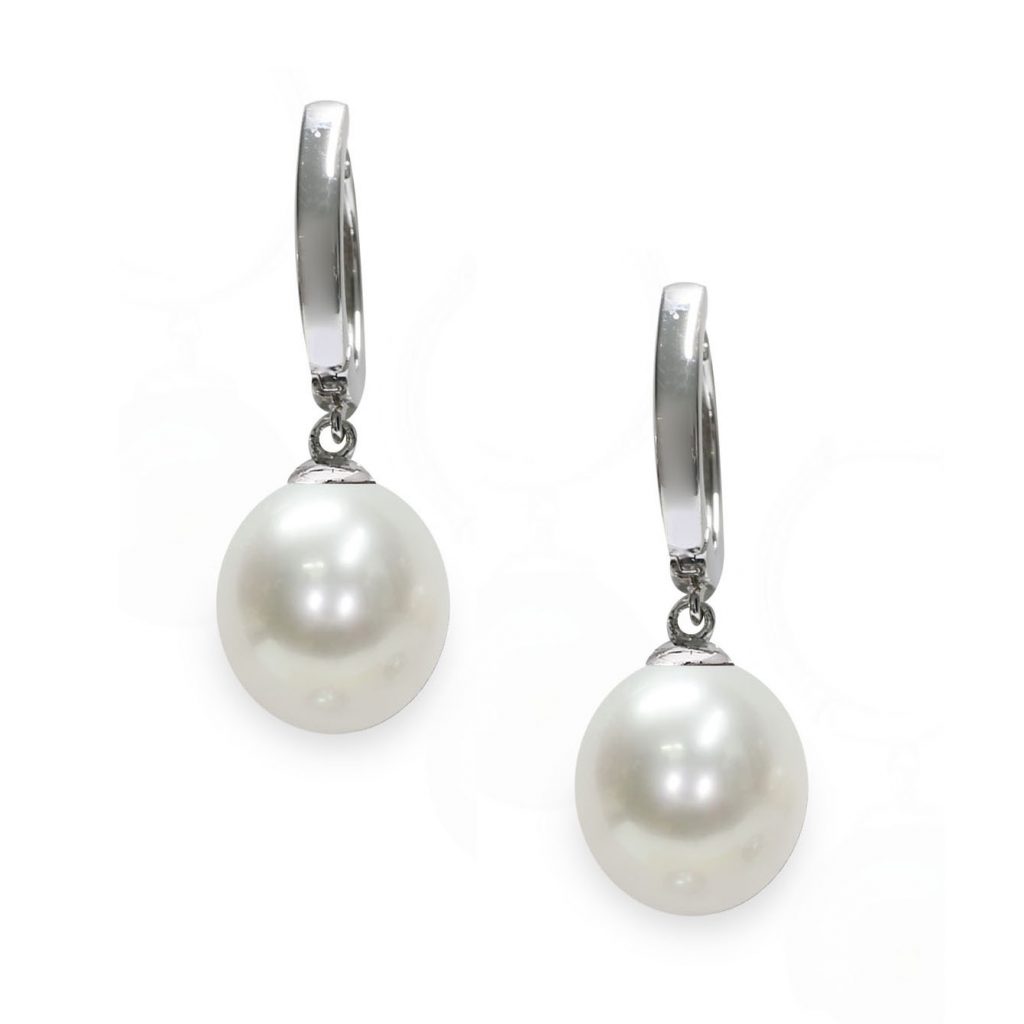 Orecchini in Argento 925‰ Perle Piena Perlagione drop 9-10mm