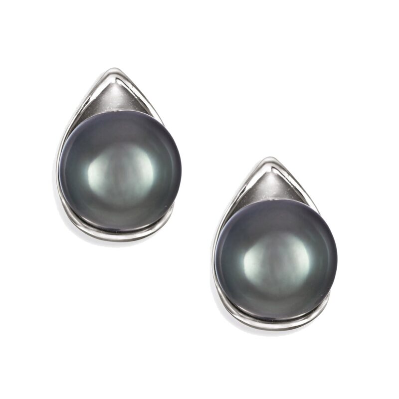 Earrings in 925 Silver Tahitian semiround Pearl 9½x10mm