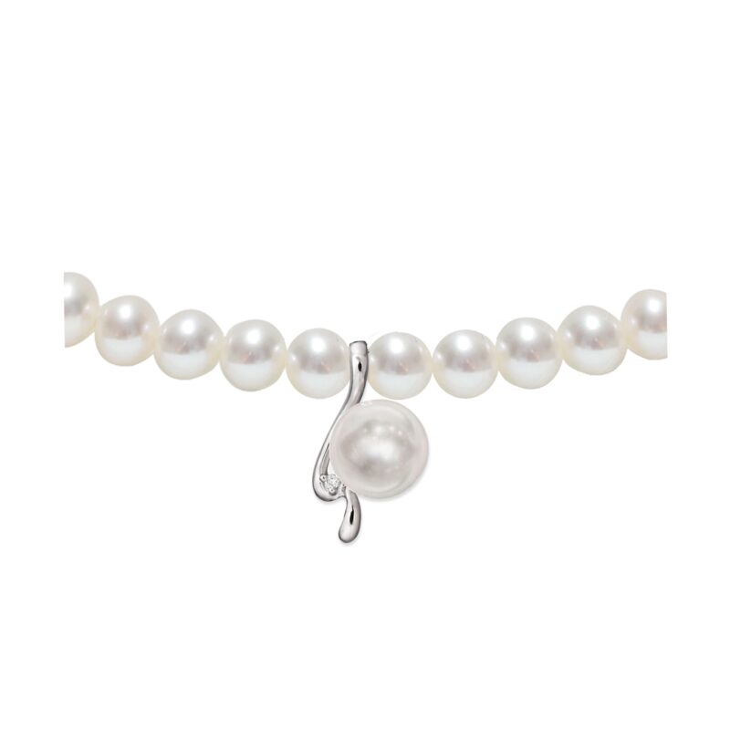 Collana di Perle Piena Perlagione 4½x5-7x7½mm e Oro bianco 750‰ Diamanti ct 0,005 lungheza cm 42~