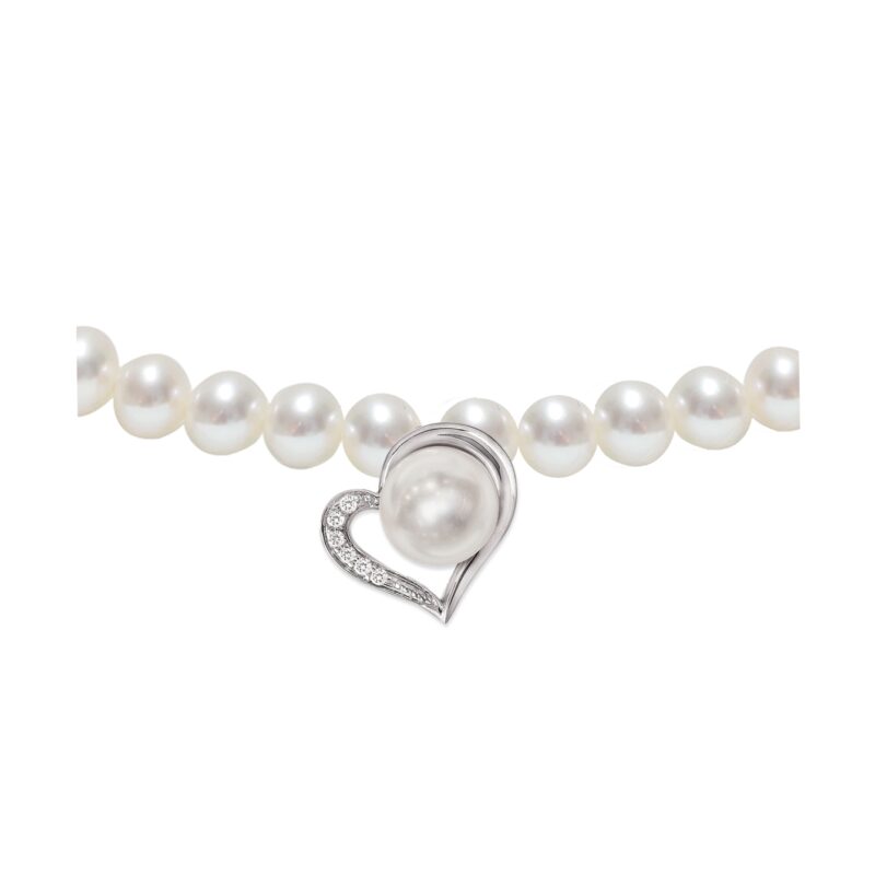 Necklace of Fresh Water Pearls 4½x5-7x7½mm and 18 Kt white Gold Diamonds ct 0,03 lenght cm 42~