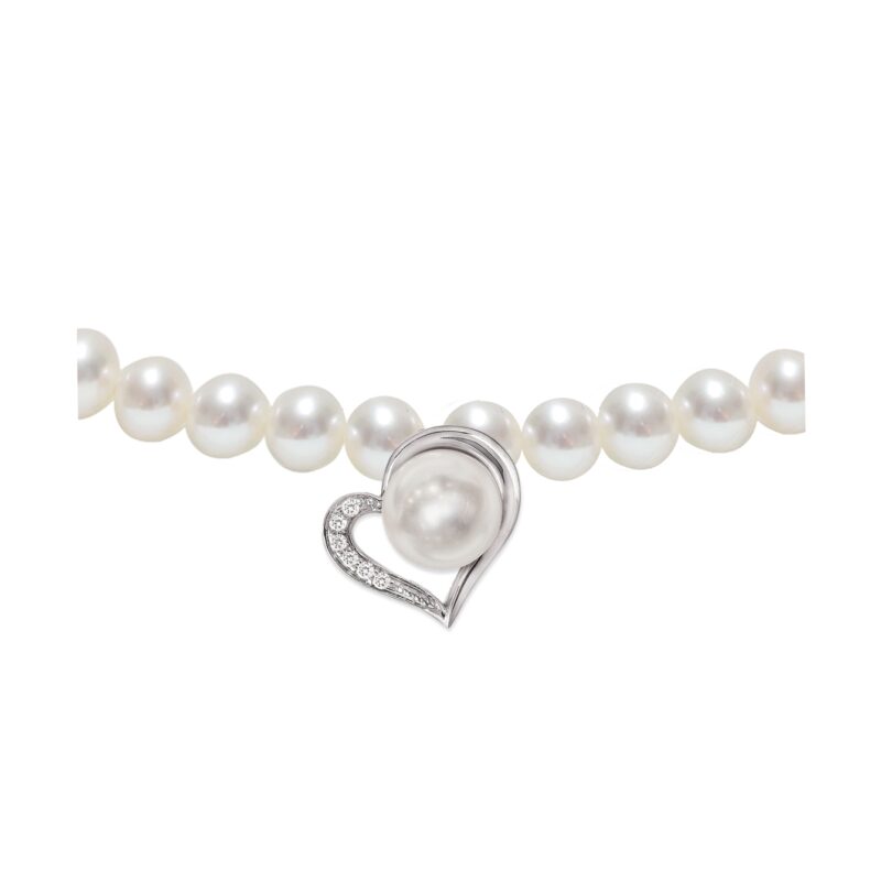 Collana di Perle Piena Perlagione 4½x5-7x7½mm e Oro bianco 750‰ Diamanti ct 0,03 lunghezza cm 42~