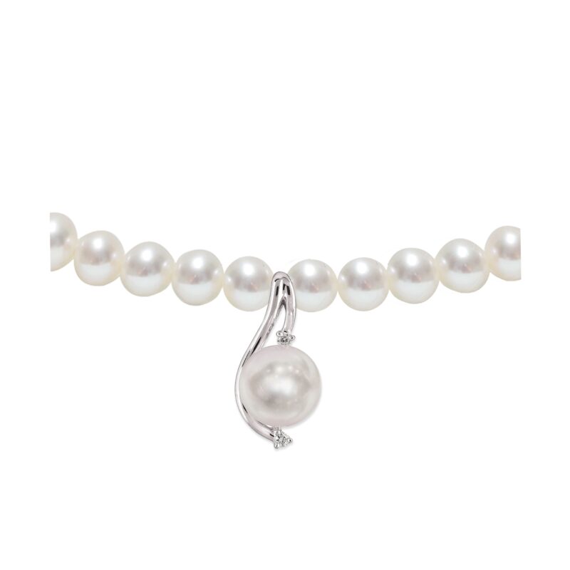 Collana di Perle Piena Perlagione 4½x5-7x7½mm e Oro bianco 750‰ Diamanti ct 0,02 cm 42~