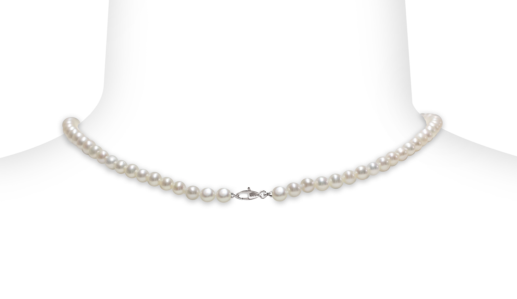 Collana di Perle Piena Perlagione 4½x5-7x7½mm e Oro bianco 750‰ Diamanti ct 0,008 lunghezza cm 42~