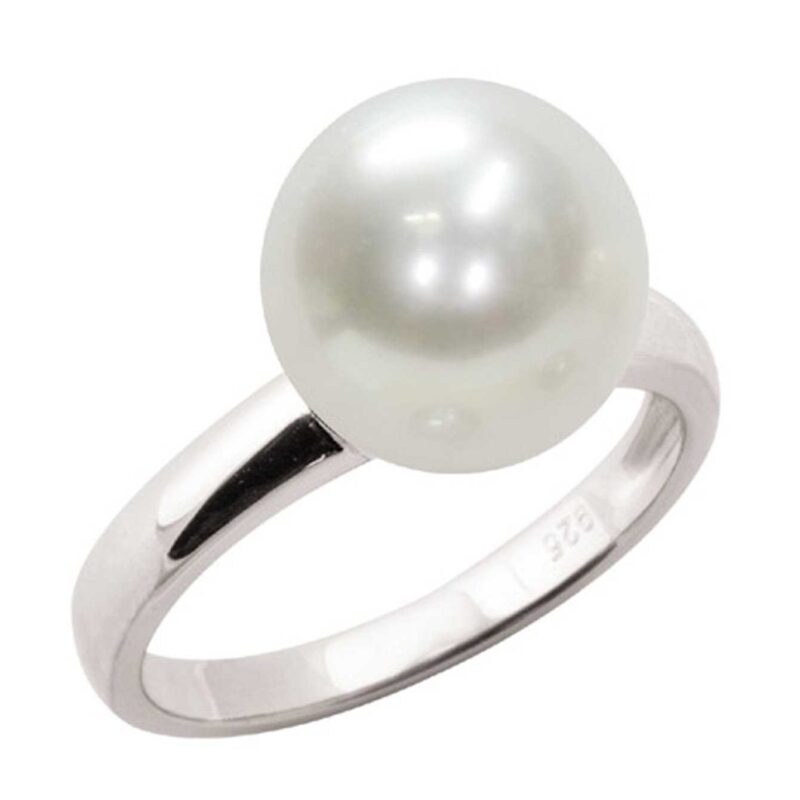 Ring in 925 Silver Fresh Water Pearls button 10½x11mm size ø 14