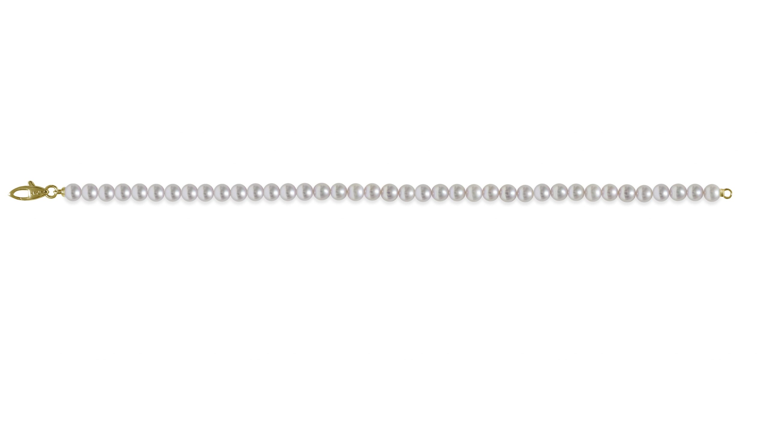Bracciale di Perle Piena Perlagione 4½x5mm e Oro giallo 750‰ lunghezza cm 19,5~