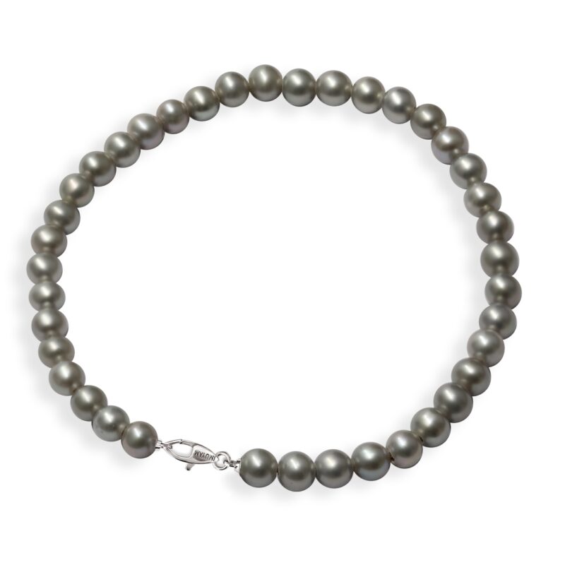 Bracciale di Perle Piena Perlagione grigie 4½x5mm e Argento 925‰ lunghezza cm 19,5~