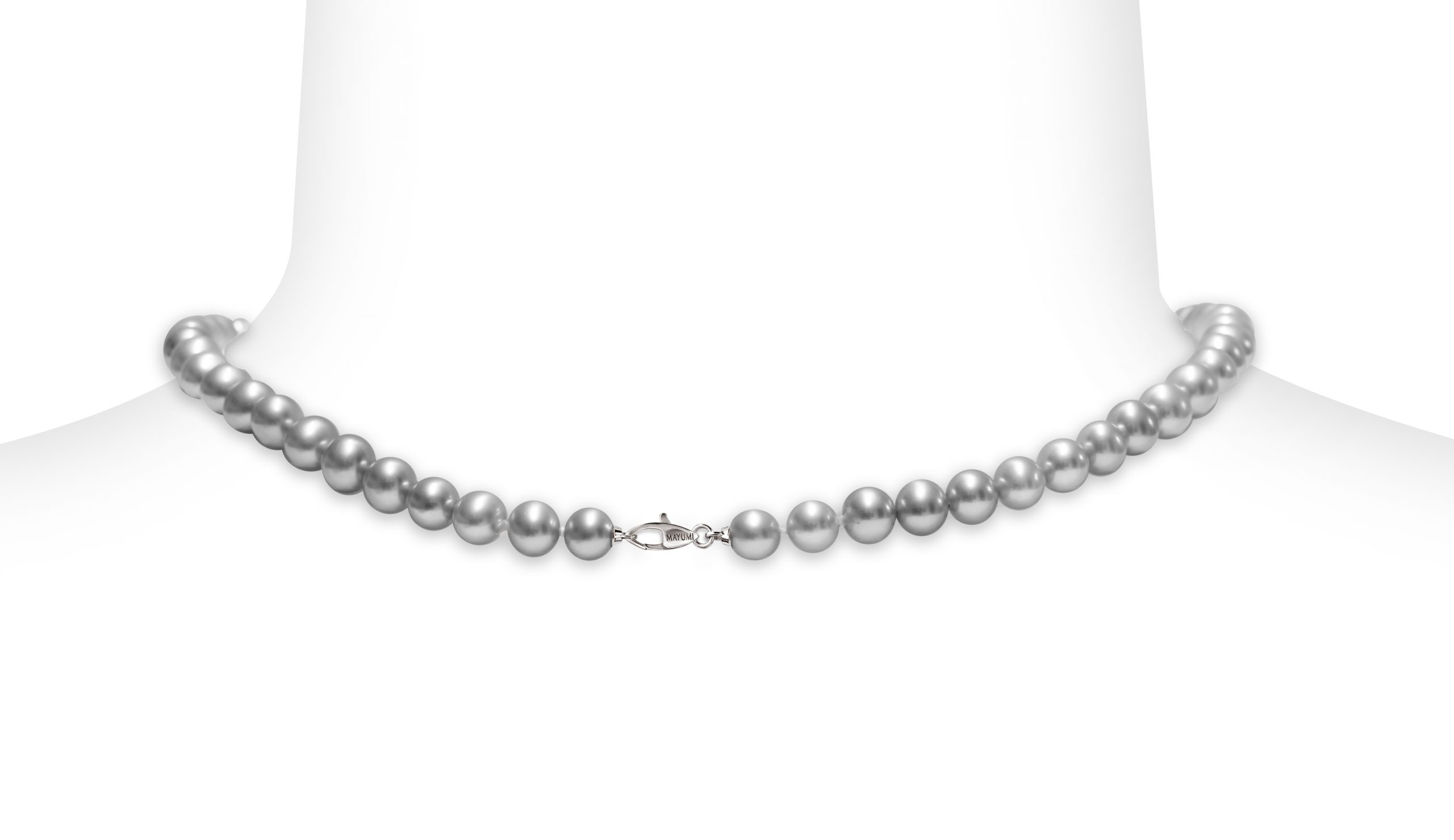 Collana di Perle Piena Perlagione grigie 6½x7mm e Argento 925‰ lunghezza cm  42~ – Mayumi