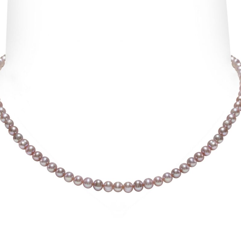 Collana di Perle Piena Perlagione malva 4½x5mm e Argento 925‰ lunghezza cm 42~