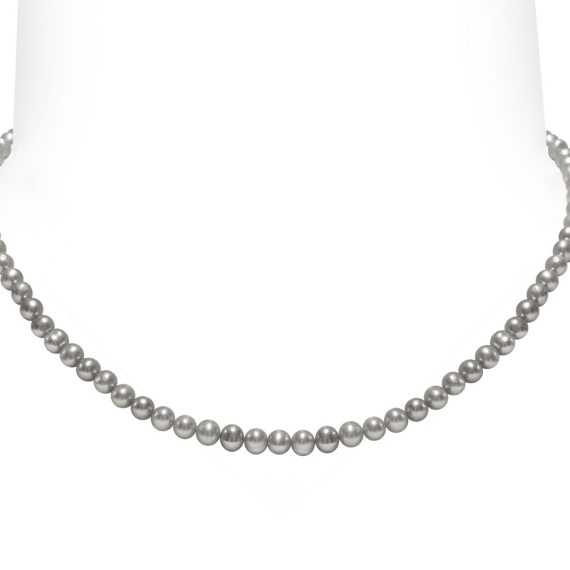 Collana di Perle Piena Perlagione grigie 4½x5mm e Argento 925‰ lunghezza cm 42~