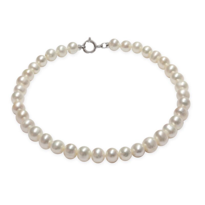Bracciale Perle Piena Perlagione semisferiche 4½x5½mm Oro bianco 750°/°° Lunghezza cm 19,5~