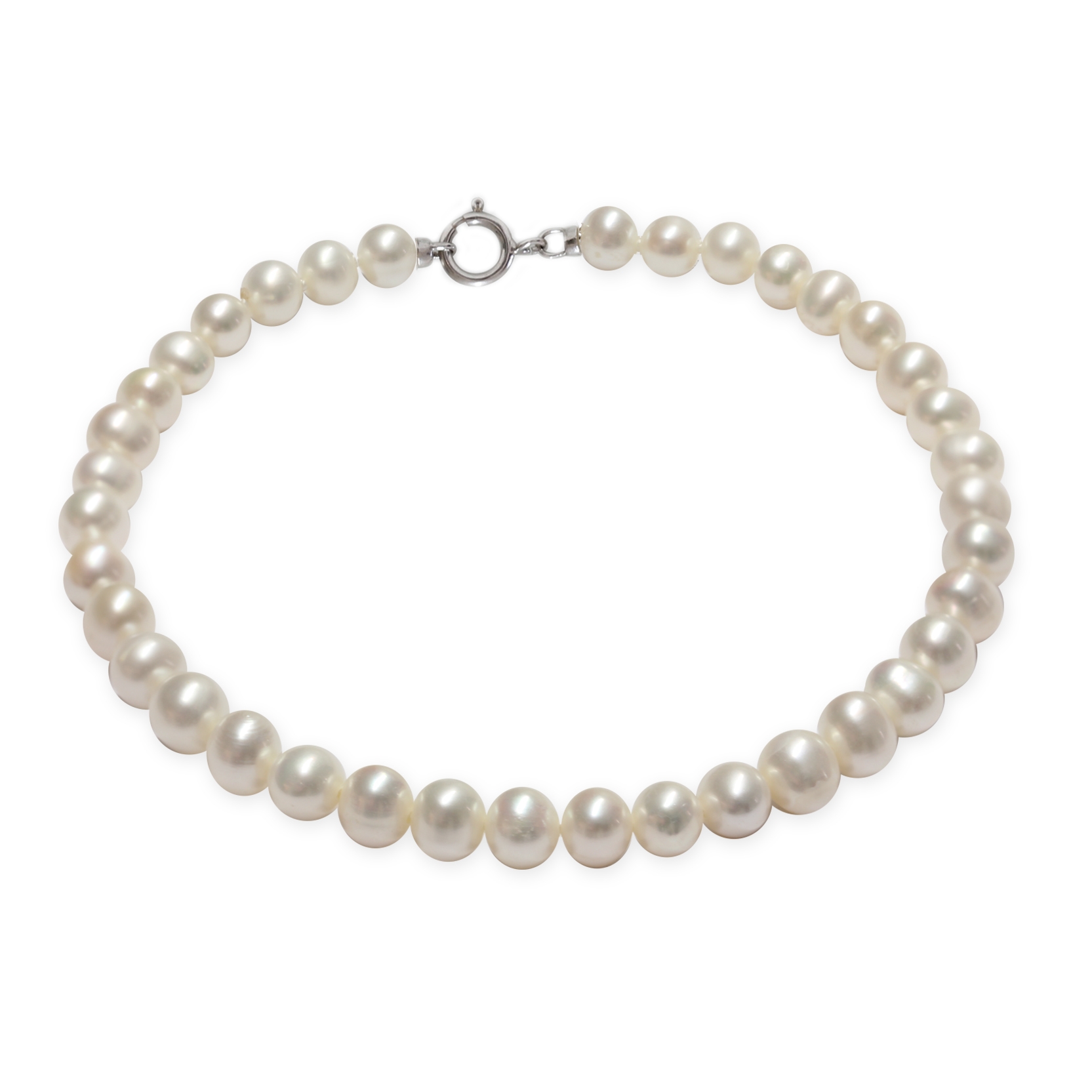 Bracciale Perle Piena Perlagione semisferiche 4½x5½mm Oro bianco 750°/°° Lunghezza cm 19,5~