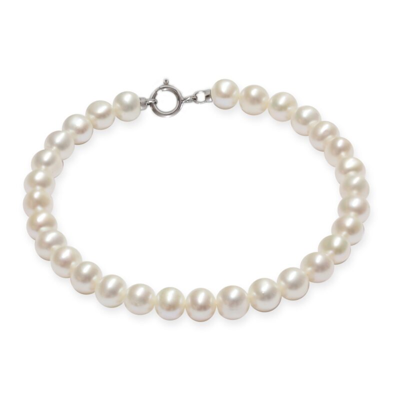 Bracciale Perle Piena Perlagione semisferiche 5½x6½mm Oro bianco 750°/°° Lunghezza cm 19,5~