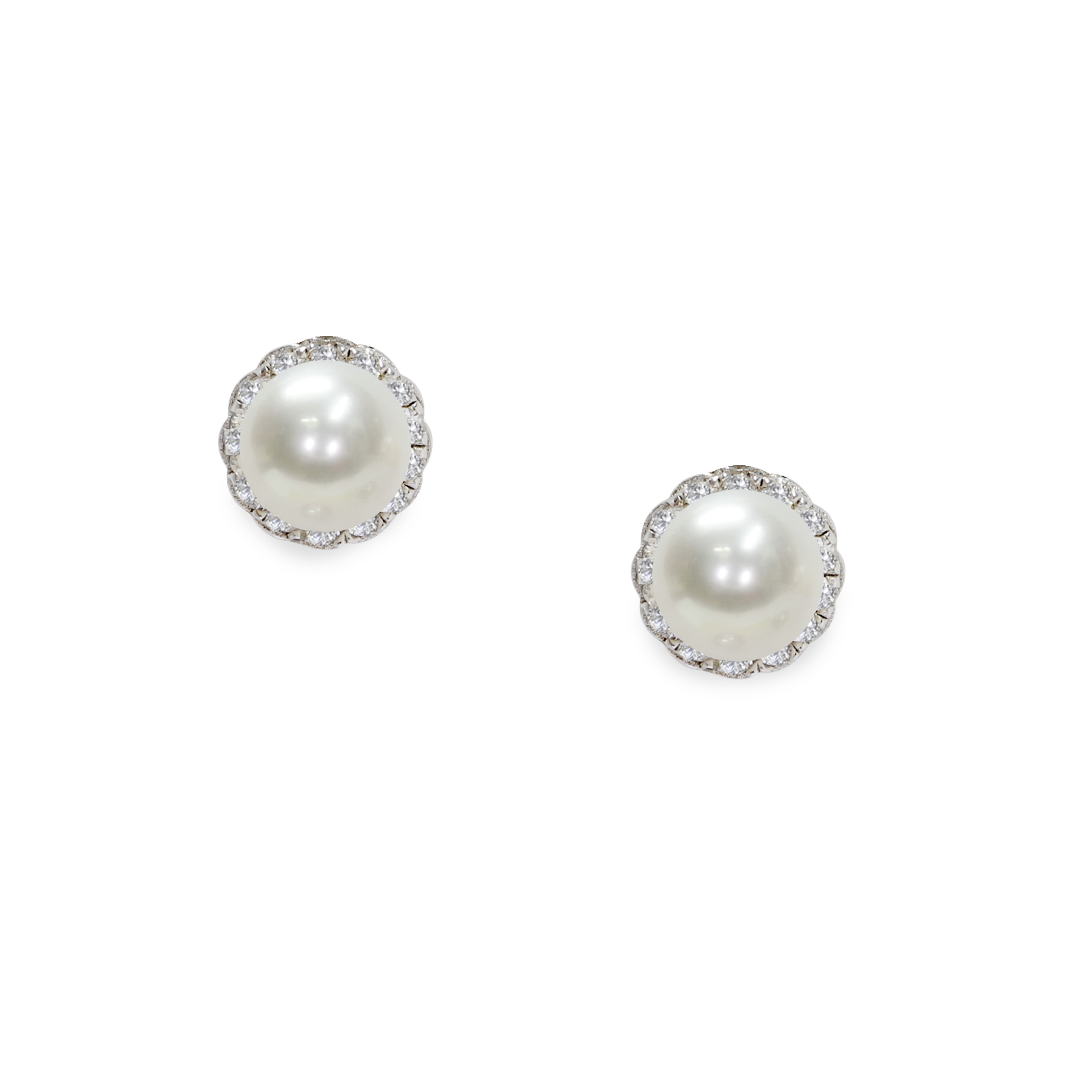 Orecchini in Argento 925‰ C.Z. Perle Piena Perlagione button 4-5mm