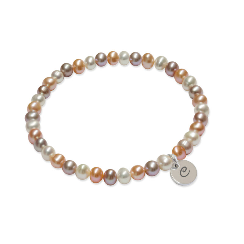 925‰ Silver Bracelet with Full Pearl C charm 4½x5 mm
